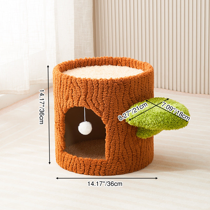 Traditional Rustic Tree Pine Wood MDF Sisal Crystal Flannelette Floor-Standing Cat Tower 1/2/3-Hole For Living Room
