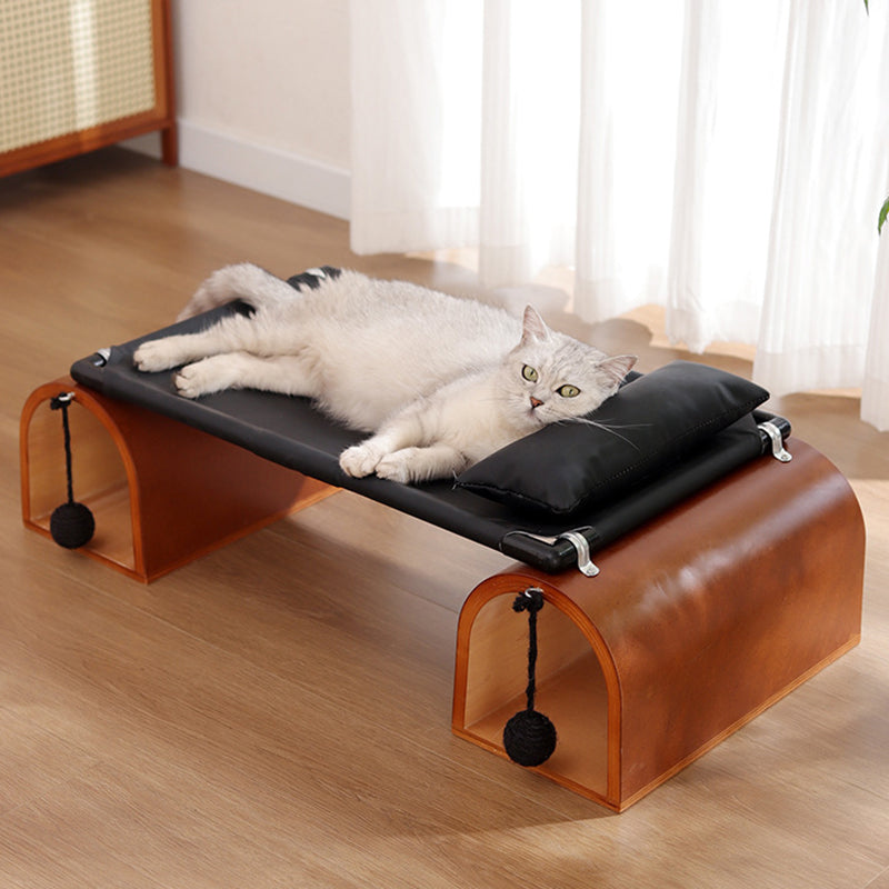 Modern Art Deco Bridge-Shaped Tunnel Multi-Layer Board Iron Synthetic Fabric Cat Bed 1- Tier For Living Room