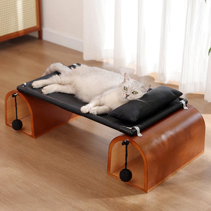 Modern Art Deco Bridge-Shaped Tunnel Multi-Layer Board Iron Synthetic Fabric Cat Bed 1- Tier For Living Room