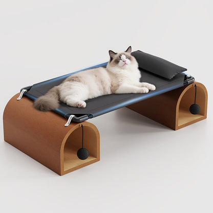 Modern Art Deco Bridge-Shaped Tunnel Multi-Layer Board Iron Synthetic Fabric Cat Bed 1- Tier For Living Room