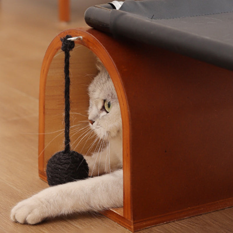 Modern Art Deco Bridge-Shaped Tunnel Multi-Layer Board Iron Synthetic Fabric Cat Bed 1- Tier For Living Room