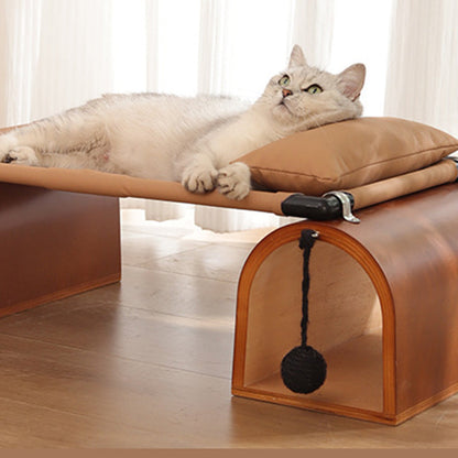 Modern Art Deco Bridge-Shaped Tunnel Multi-Layer Board Iron Synthetic Fabric Cat Bed 1- Tier For Living Room