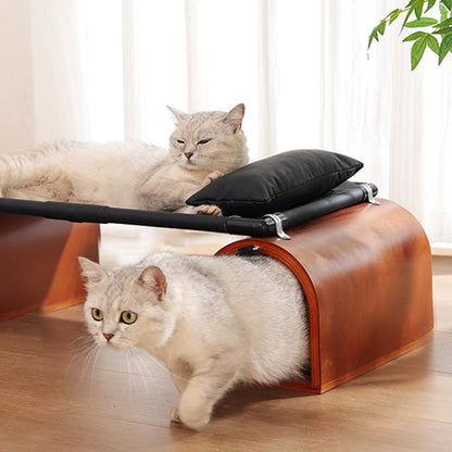 Modern Art Deco Bridge-Shaped Tunnel Multi-Layer Board Iron Synthetic Fabric Cat Bed 1- Tier For Living Room
