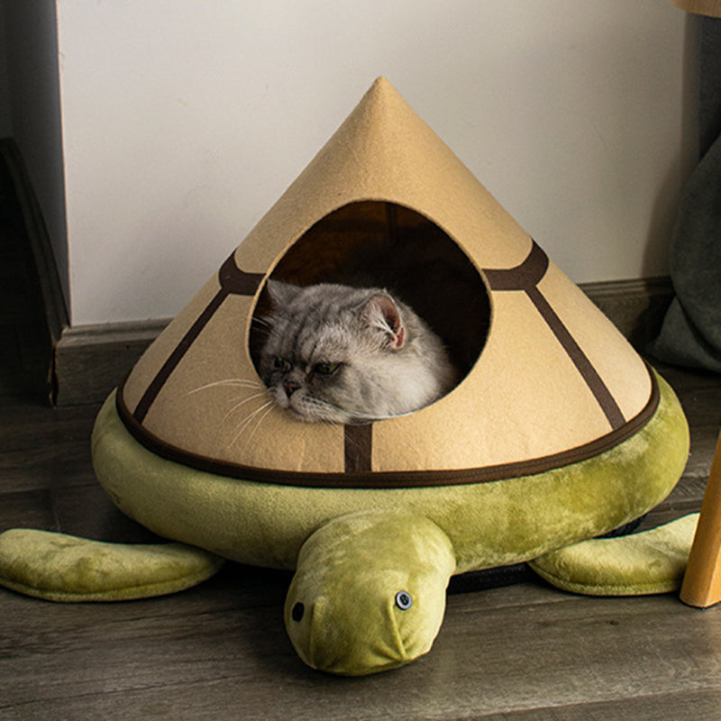 Modern Art Deco Cartoon Turtle Crystal Flannelette Felt Sponge PP Cotton Washable Cat Bed 1- Tier For Living Room