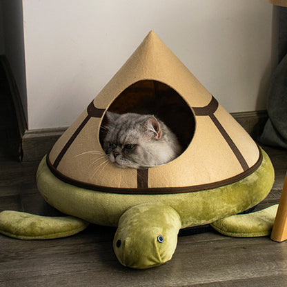 Modern Art Deco Cartoon Turtle Crystal Flannelette Felt Sponge PP Cotton Washable Cat Bed 1- Tier For Living Room
