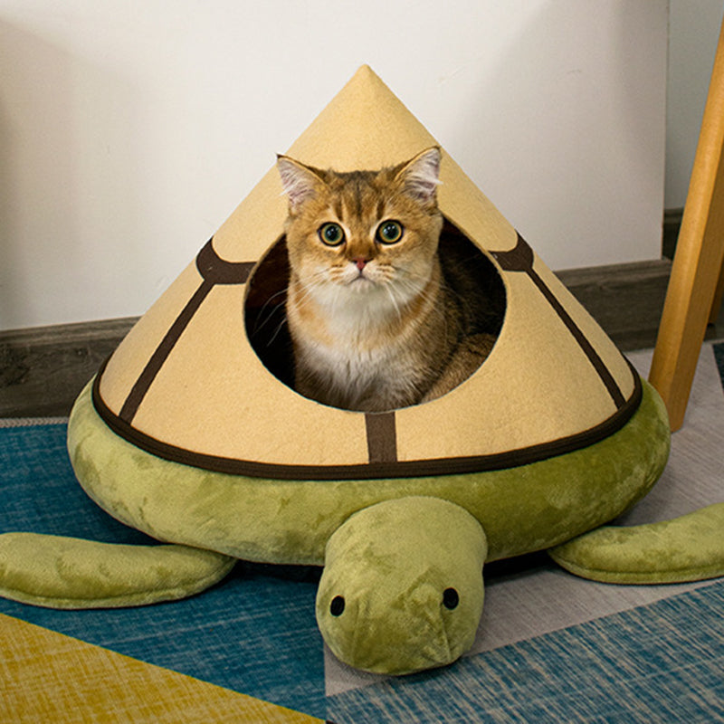 Modern Art Deco Cartoon Turtle Crystal Flannelette Felt Sponge PP Cotton Washable Cat Bed 1- Tier For Living Room
