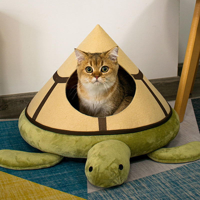 Modern Art Deco Cartoon Turtle Crystal Flannelette Felt Sponge PP Cotton Washable Cat Bed 1- Tier For Living Room