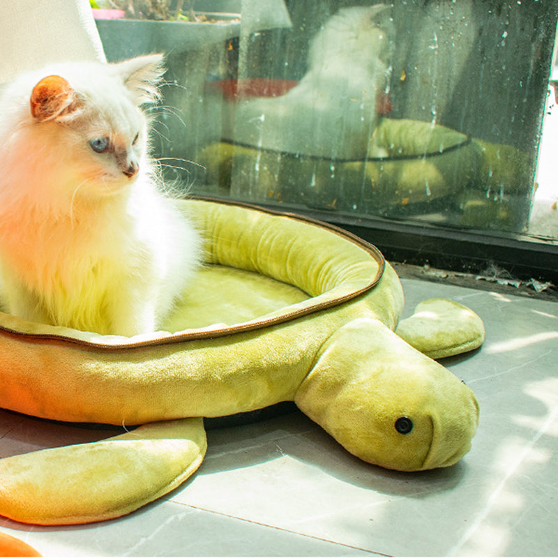 Modern Art Deco Cartoon Turtle Crystal Flannelette Felt Sponge PP Cotton Washable Cat Bed 1- Tier For Living Room