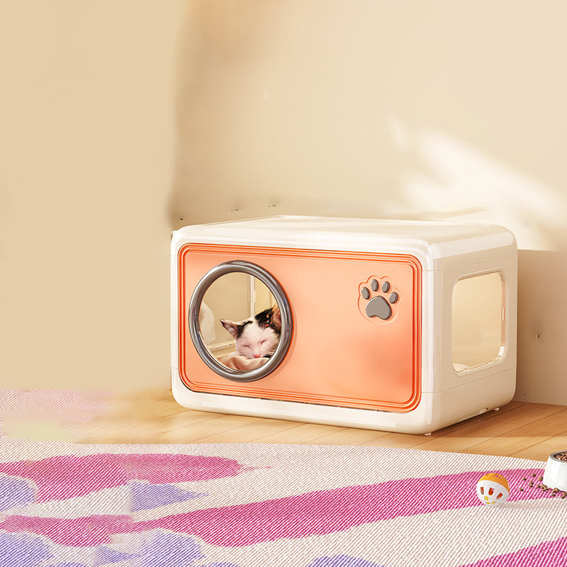 Modern Art Deco Rectangular HIPS PP Plastic Flip Cover Design Cat Bed 1/2-Tier For Living Room