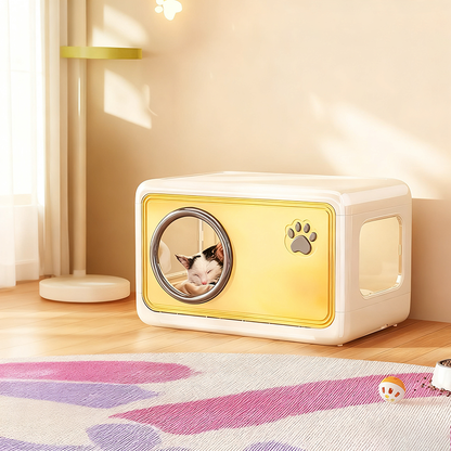 Modern Art Deco Rectangular HIPS PP Plastic Flip Cover Design Cat Bed 1/2-Tier For Living Room