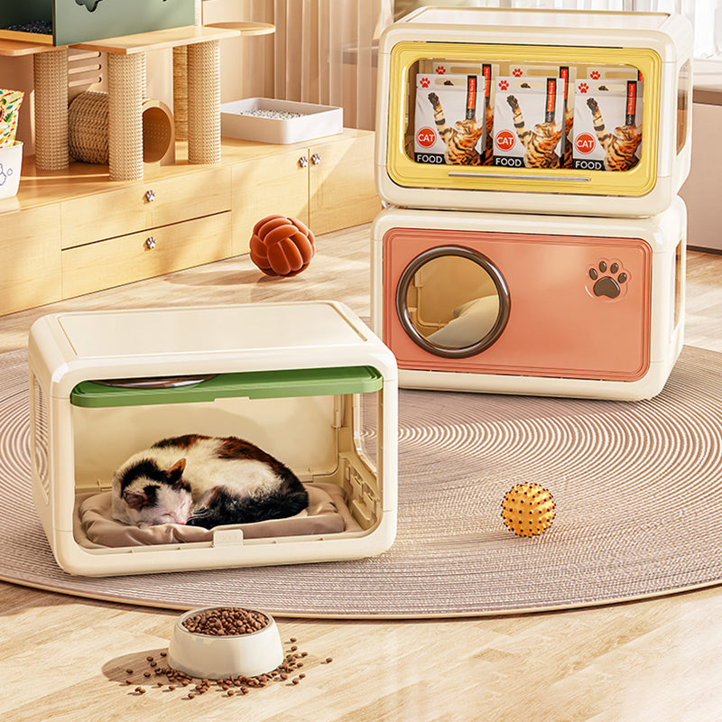 Modern Art Deco Rectangular HIPS PP Plastic Flip Cover Design Cat Bed 1/2-Tier For Living Room