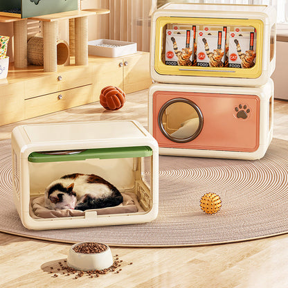 Modern Art Deco Rectangular HIPS PP Plastic Flip Cover Design Cat Bed 1/2-Tier For Living Room