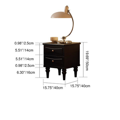 Traditional Vintage Square Eco-Friendly MDF Rubberwood Brass Rattan Weaving Nightstand 2-Drawer For Bedroom