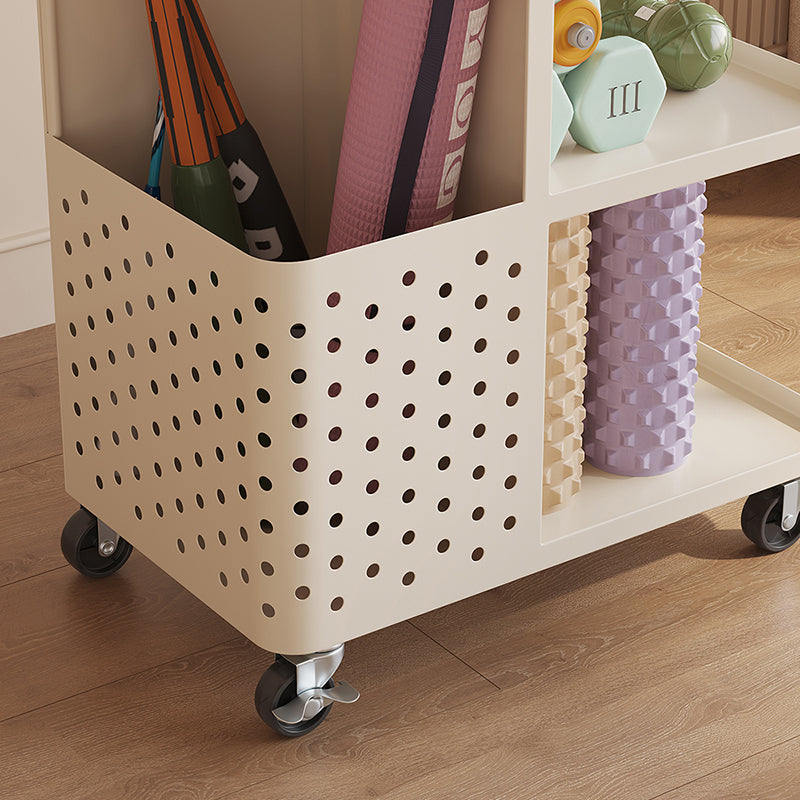 Modern Minimalist Rectangular Baked Paint Carbon Steel Movable Storage Shelf 3-Tier For Living Room & Bedroom