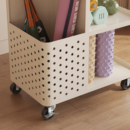 Modern Minimalist Rectangular Baked Paint Carbon Steel Movable Storage Shelf 3-Tier For Living Room & Bedroom