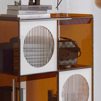Contemporary Retro Rectangular Acrylic Stainless Steel Display Rack 4-Cabinet For Living Room
