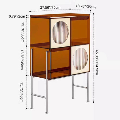 Contemporary Retro Rectangular Acrylic Stainless Steel Display Rack 4-Cabinet For Living Room