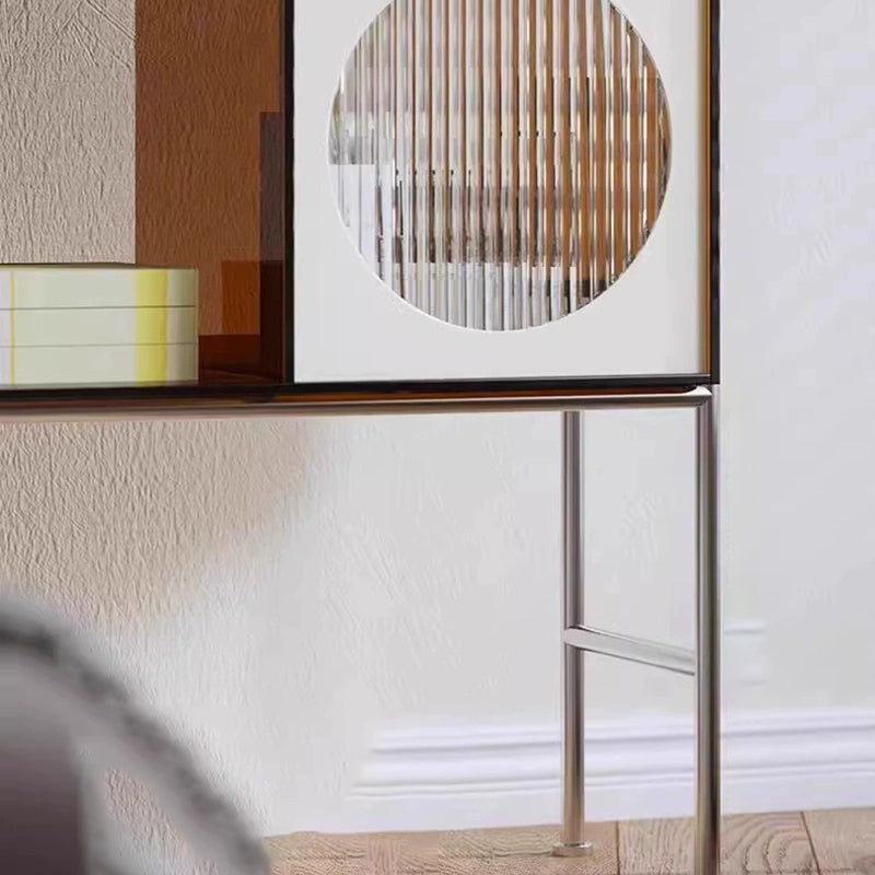 Contemporary Retro Rectangular Acrylic Stainless Steel Display Rack 4-Cabinet For Living Room