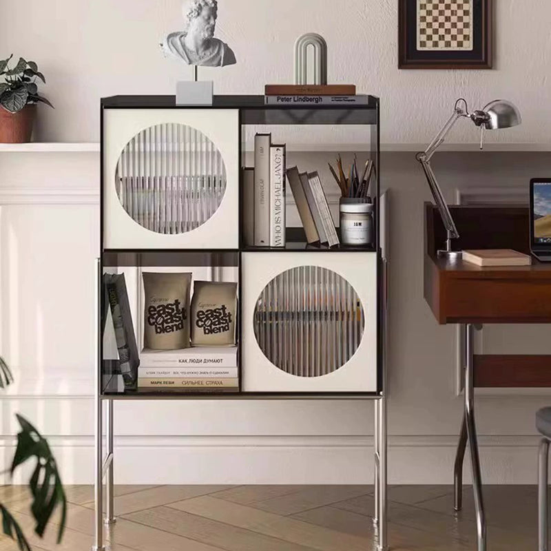 Contemporary Retro Rectangular Acrylic Stainless Steel Display Rack 4-Cabinet For Living Room