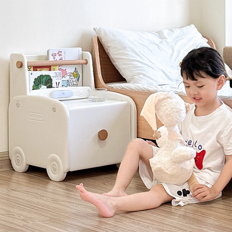 Contemporary Creative Car-Shaped PE Plastic Kids Nightstand 1-Drawer For Bedroom