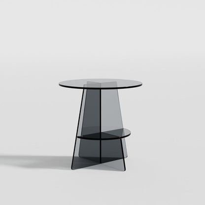 Modern Art Deco Transparent Geometric Acrylic Side Table 2-Tier For Living Room