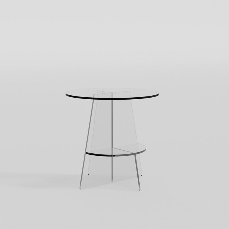 Modern Art Deco Transparent Geometric Acrylic Side Table 2-Tier For Living Room
