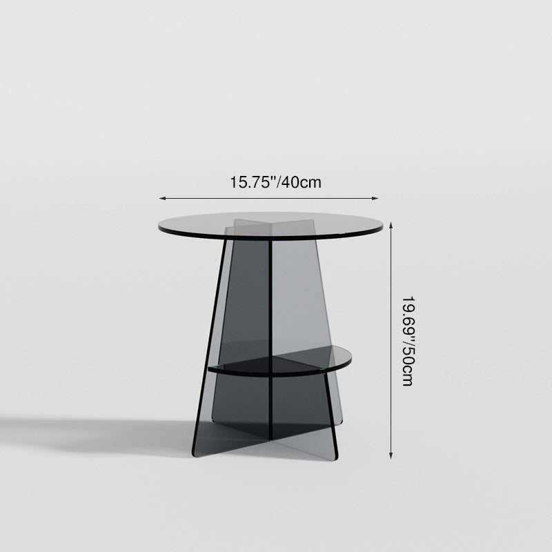 Modern Art Deco Transparent Geometric Acrylic Side Table 2-Tier For Living Room