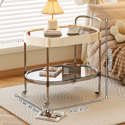 Modern Minimalist Round & Oval PET ABS Stainless Steel Movable Side Table 2/3-Tier For Living Room