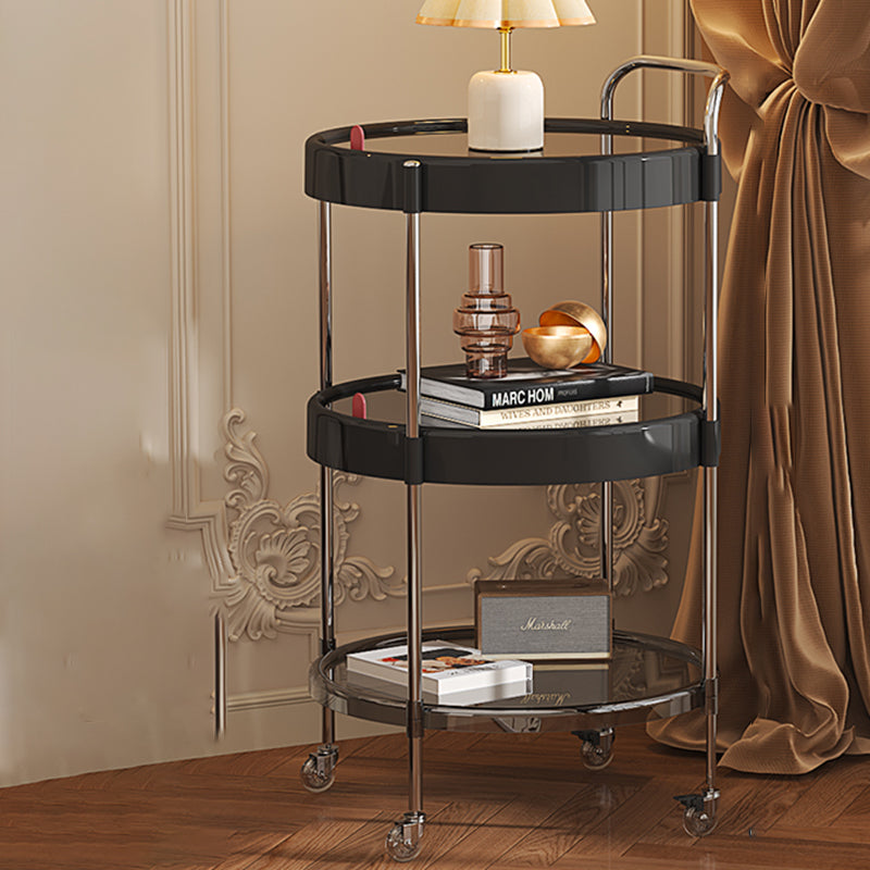 Modern Minimalist Round & Oval PET ABS Stainless Steel Movable Side Table 2/3-Tier For Living Room