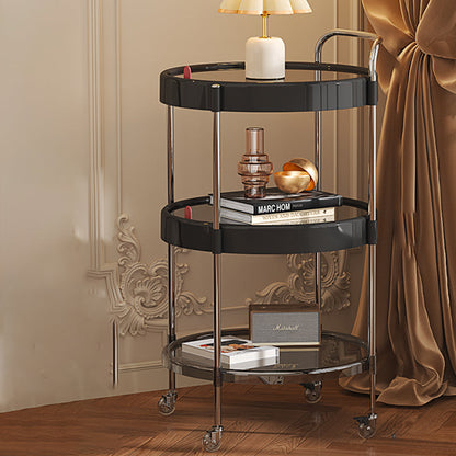 Modern Minimalist Round & Oval PET ABS Stainless Steel Movable Side Table 2/3-Tier For Living Room