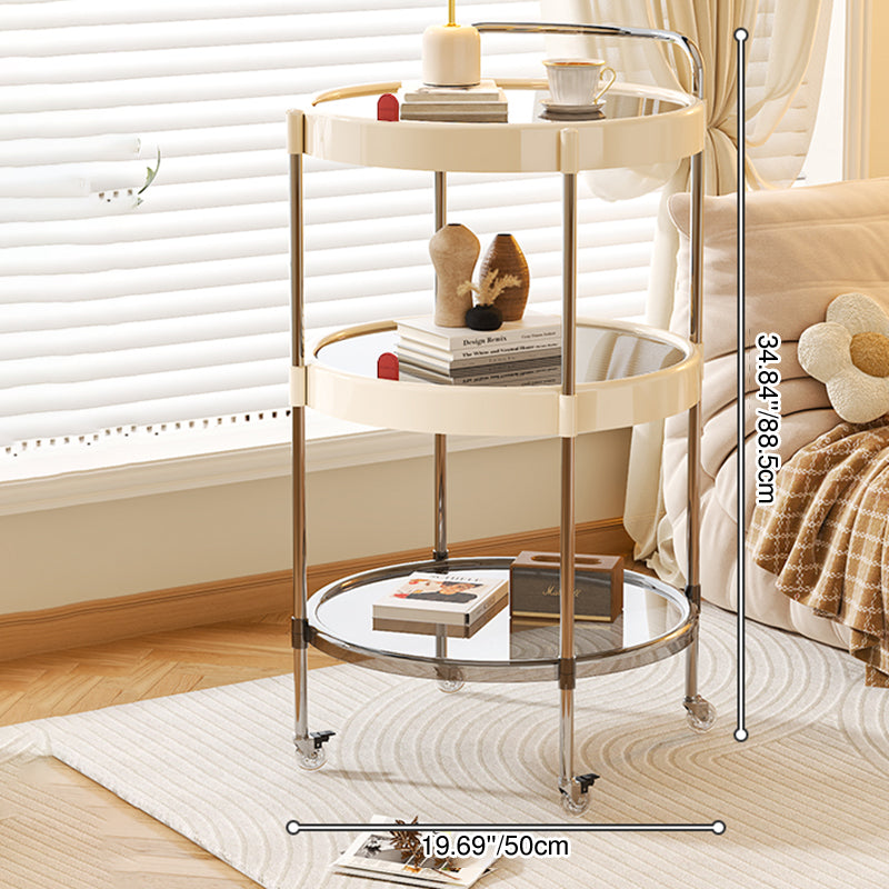Modern Minimalist Round & Oval PET ABS Stainless Steel Movable Side Table 2/3-Tier For Living Room