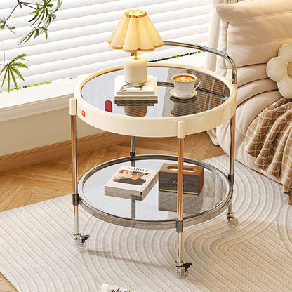 Modern Minimalist Round & Oval PET ABS Stainless Steel Movable Side Table 2/3-Tier For Living Room