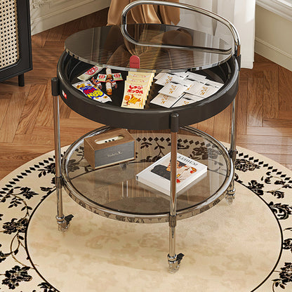 Modern Minimalist Round & Oval PET ABS Stainless Steel Movable Side Table 2/3-Tier For Living Room