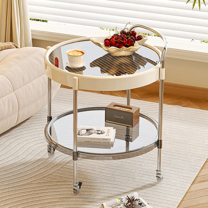Modern Minimalist Round & Oval PET ABS Stainless Steel Movable Side Table 2/3-Tier For Living Room