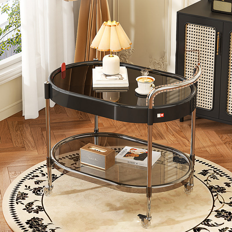 Modern Minimalist Round & Oval PET ABS Stainless Steel Movable Side Table 2/3-Tier For Living Room