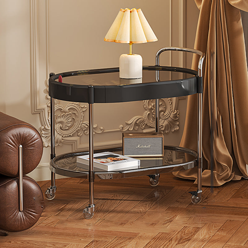 Modern Minimalist Round & Oval PET ABS Stainless Steel Movable Side Table 2/3-Tier For Living Room