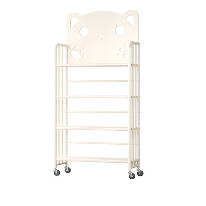 Modern Minimalist Cat-Shaped Rectangular Carbon Steel Movable Kids Bookshelf 3/4-Tier Storage For Study