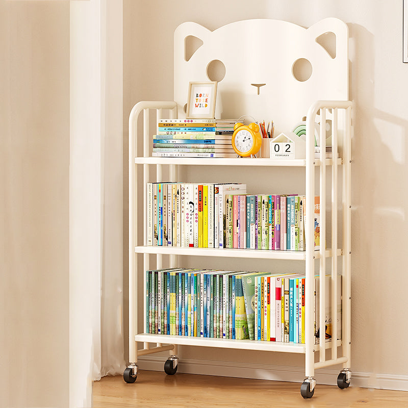Modern Minimalist Cat-Shaped Rectangular Carbon Steel Movable Kids Bookshelf 3/4-Tier Storage For Study