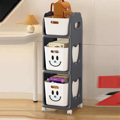 Modern Minimalist PP Plastic Rectangular Movable Storage Shelf 2/3-Basket For Study