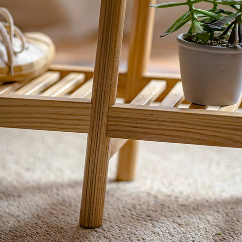 Contemporary Coastal Solid Ash & Cherry Wood Rectangular Storage Shelf 3-Tier For Outdoor Patio