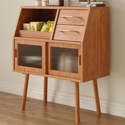 Modern Minimalist Pine Wood Solid Wood Multi-Layer Board Trapezoid Sideboard 2-Drawer For Dining Room