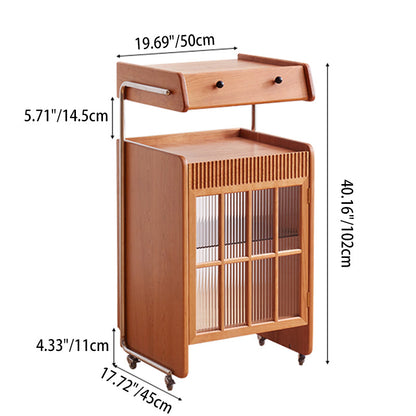 Contemporary Creative Robot-Shaped Cherry Wood Solid Wood Multi-Layer Board Movable Large Capacity Storage Cabinet 4-Tier For Living Room