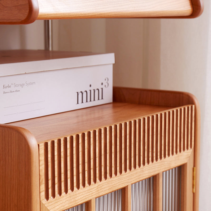 Contemporary Creative Robot-Shaped Cherry Wood Solid Wood Multi-Layer Board Movable Large Capacity Storage Cabinet 4-Tier For Living Room