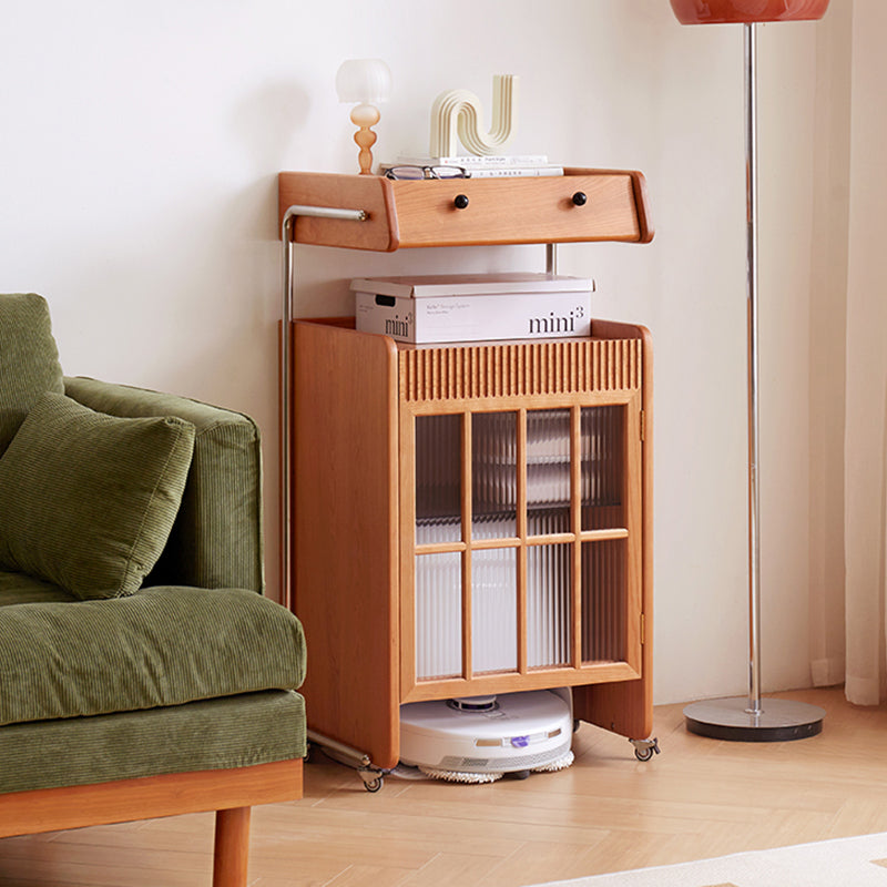 Contemporary Creative Robot-Shaped Cherry Wood Solid Wood Multi-Layer Board Movable Large Capacity Storage Cabinet 4-Tier For Living Room