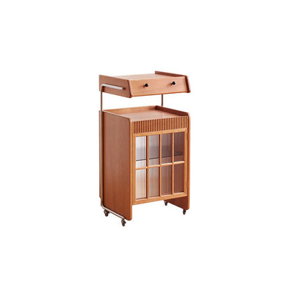 Contemporary Creative Robot-Shaped Cherry Wood Solid Wood Multi-Layer Board Movable Large Capacity Storage Cabinet 4-Tier For Living Room