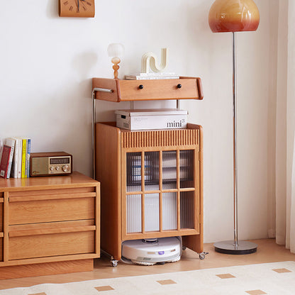 Contemporary Creative Robot-Shaped Cherry Wood Solid Wood Multi-Layer Board Movable Large Capacity Storage Cabinet 4-Tier For Living Room