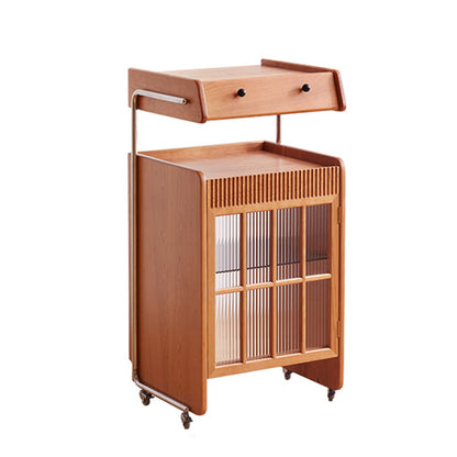 Contemporary Creative Robot-Shaped Cherry Wood Solid Wood Multi-Layer Board Movable Large Capacity Storage Cabinet 4-Tier For Living Room