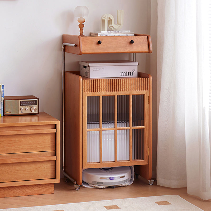 Contemporary Creative Robot-Shaped Cherry Wood Solid Wood Multi-Layer Board Movable Large Capacity Storage Cabinet 4-Tier For Living Room