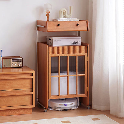 Contemporary Creative Robot-Shaped Cherry Wood Solid Wood Multi-Layer Board Movable Large Capacity Storage Cabinet 4-Tier For Living Room