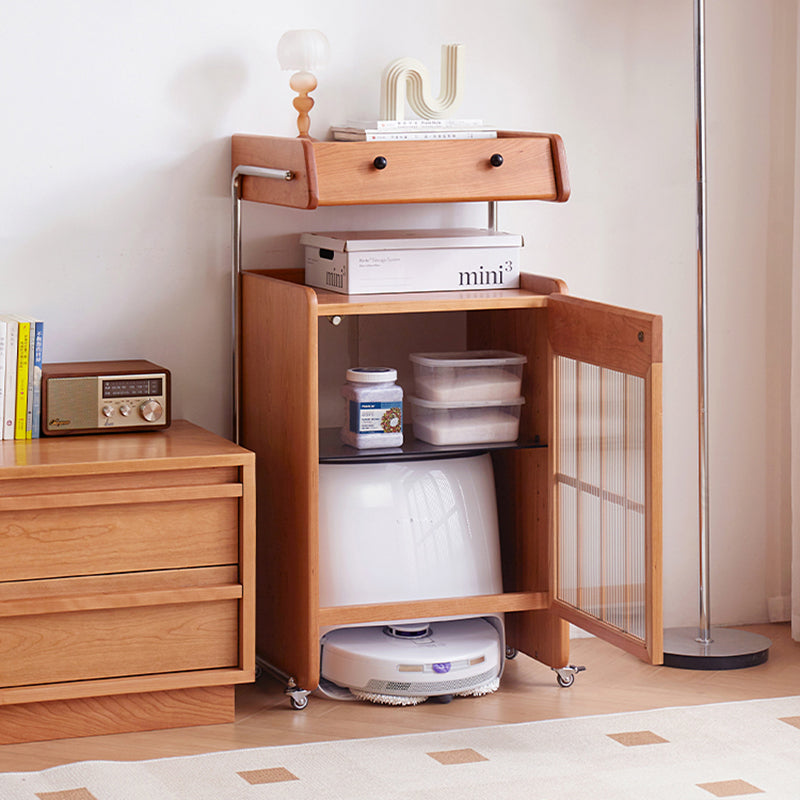 Contemporary Creative Robot-Shaped Cherry Wood Solid Wood Multi-Layer Board Movable Large Capacity Storage Cabinet 4-Tier For Living Room